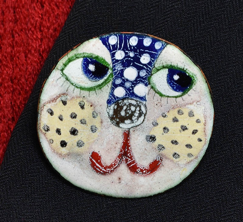 Smaltovaná brož - kočka