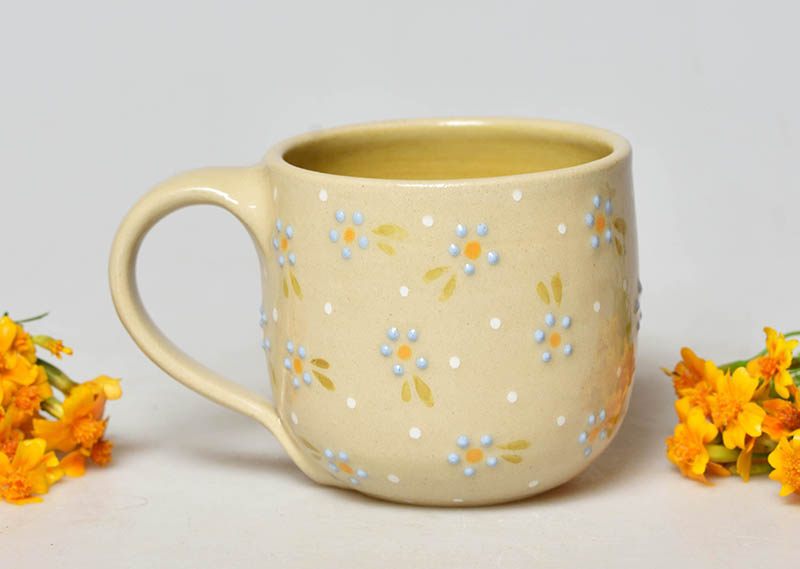 Keramický hrneček květinový - 1,5dcl