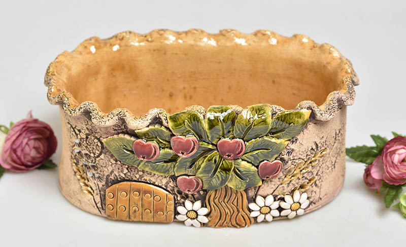 Keramický obal na květináč ovál strom