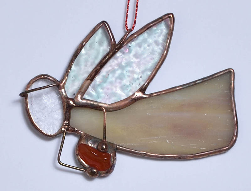 Vitrážový anděl s polodrahokamem