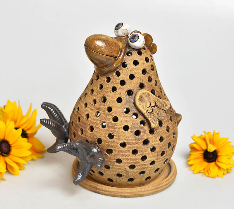 Keramická slepička na svíčku 