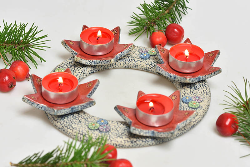 Keramický adventní svícen