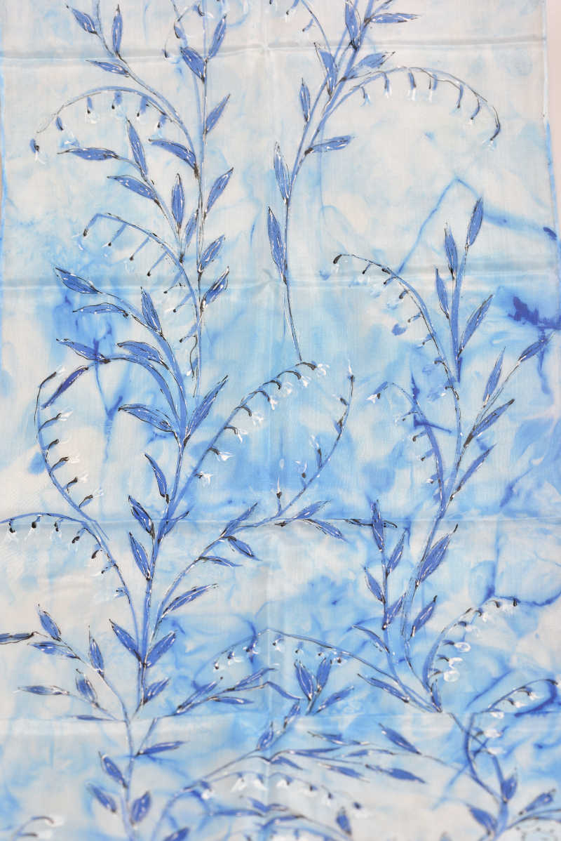 Hedvábná šála 35 x 130 cm - modrá