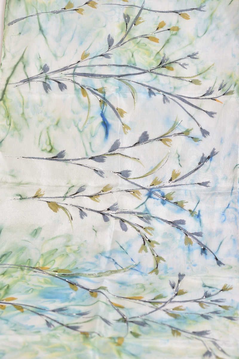 Hedvábná šála 35 x 130 cm - sv.zelená