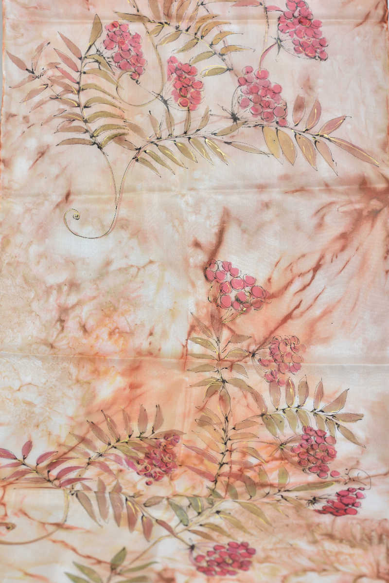 Hedvábná šála 35 x 130 cm - jeřabina