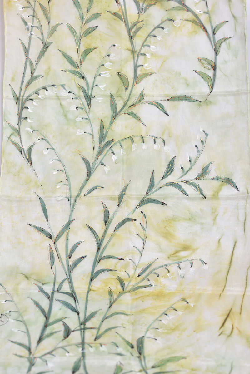 Hedvábná šála 35 x 130 cm - žlutozelená