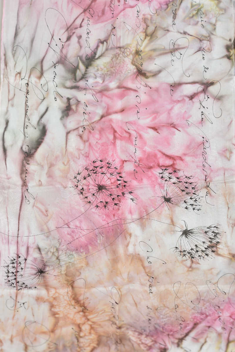 Hedvábná šála 35 x 130 cm - pampeliška