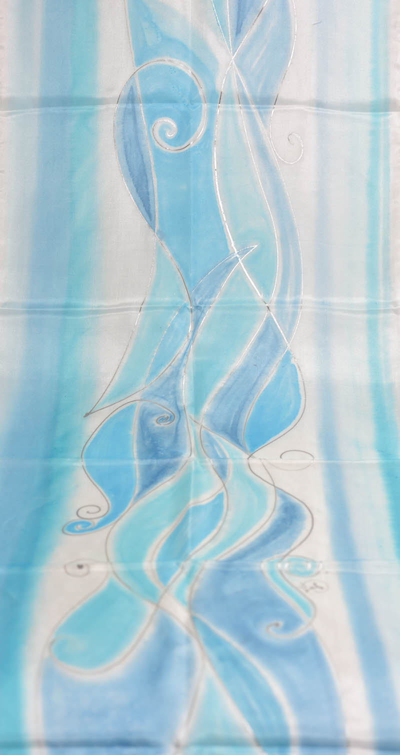 Hedvábná šála 45 x 180 cm - tyrkysovobílá