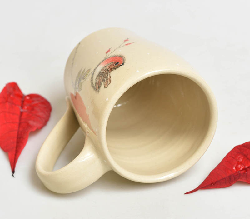 Keramický hrnek s ptáčkem - červenka - 2dcl