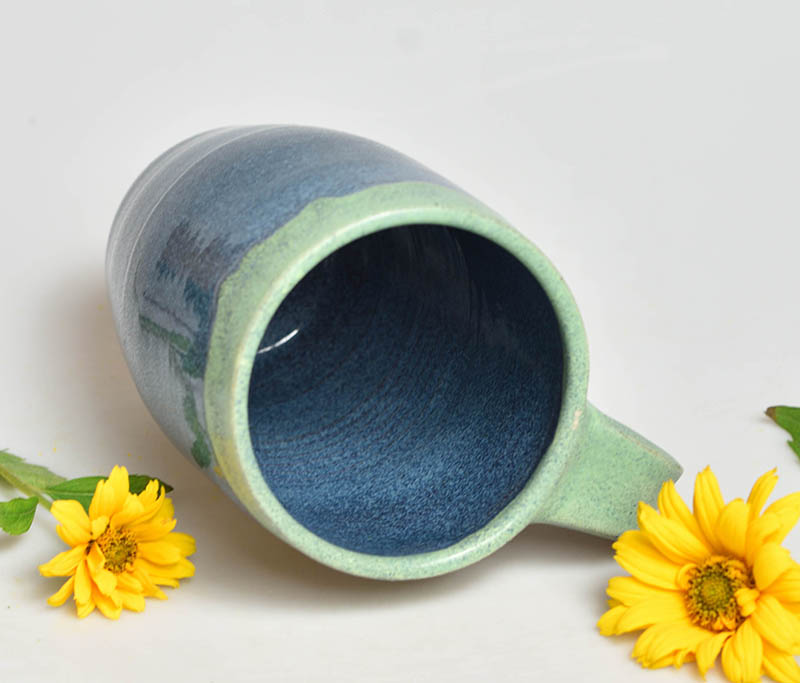 Keramický hrnek vysoký modrozelený - 4dcl