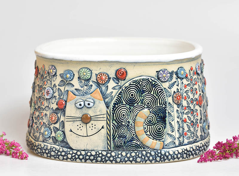 Keramický obal velký na květináč - kočky