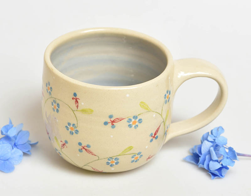 Keramický hrnek pomněnky - 3dcl