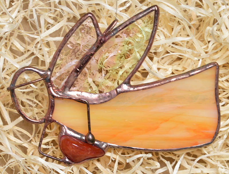 Vitrážový anděl s polodrahokamem