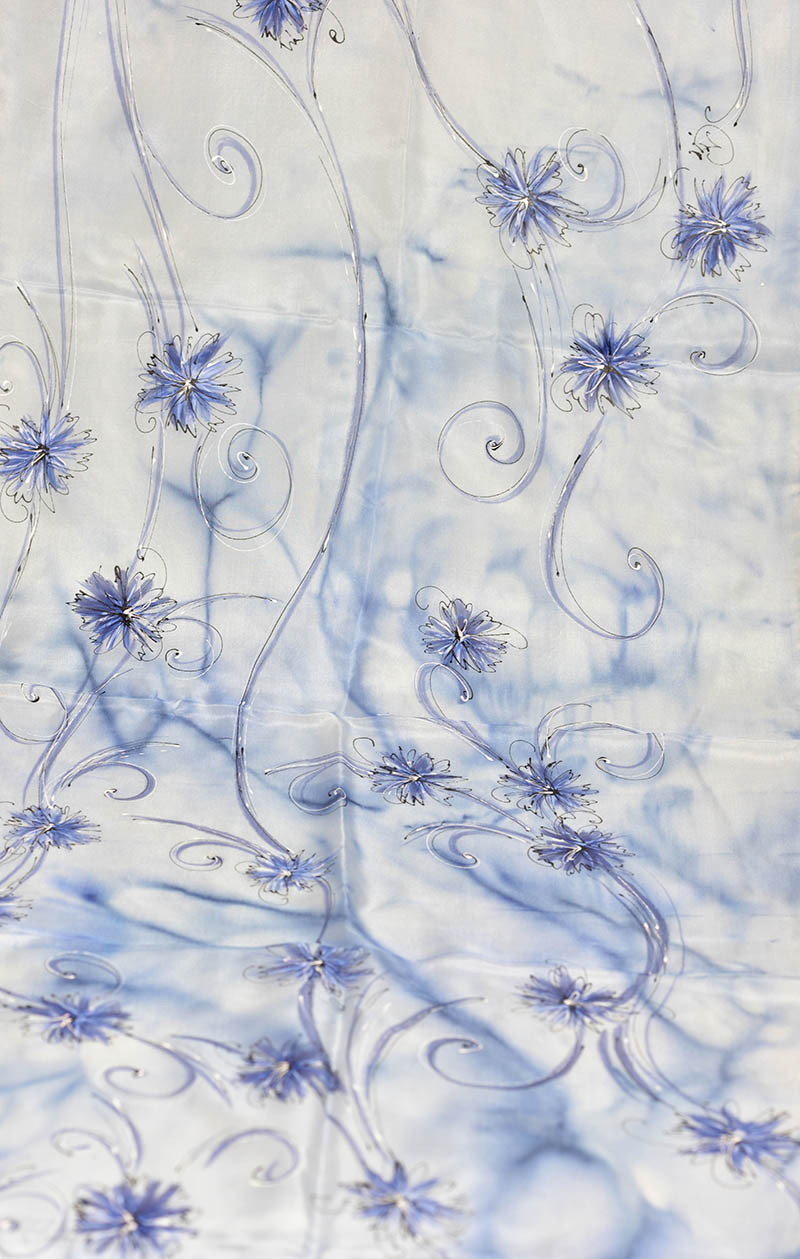 Hedvábná šála 45 x 180 cm - chrpa