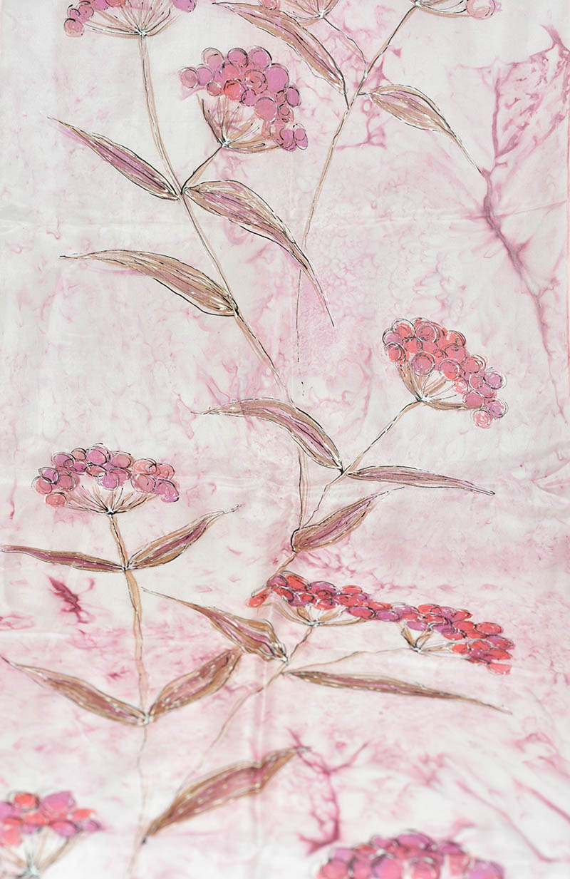 Hedvábná šála 45 x 180 cm - jeřabina