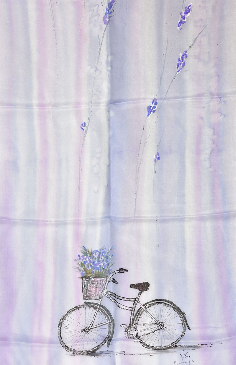 Hedvábná šála 35 x 130 cm - levandule