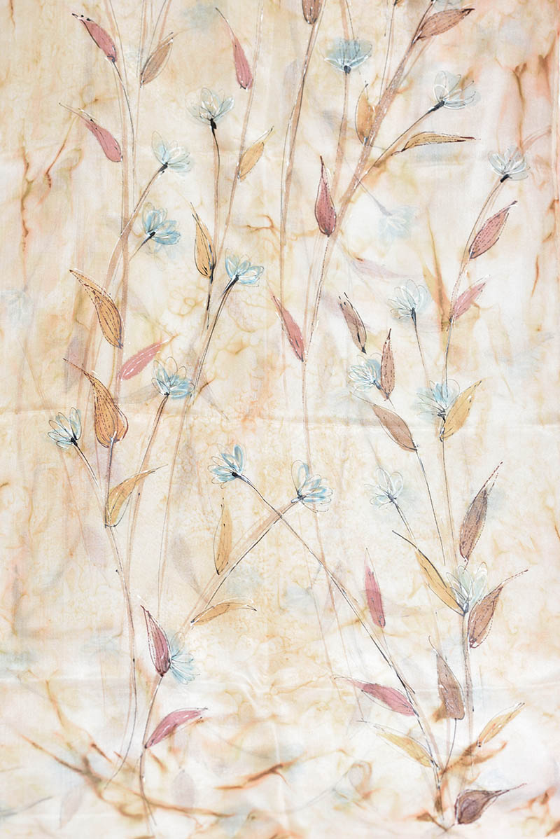 Hedvábná šála 35 x 130 cm - modrý květ