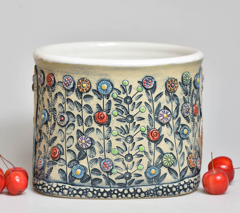 Keramický obal na květináč - kočky