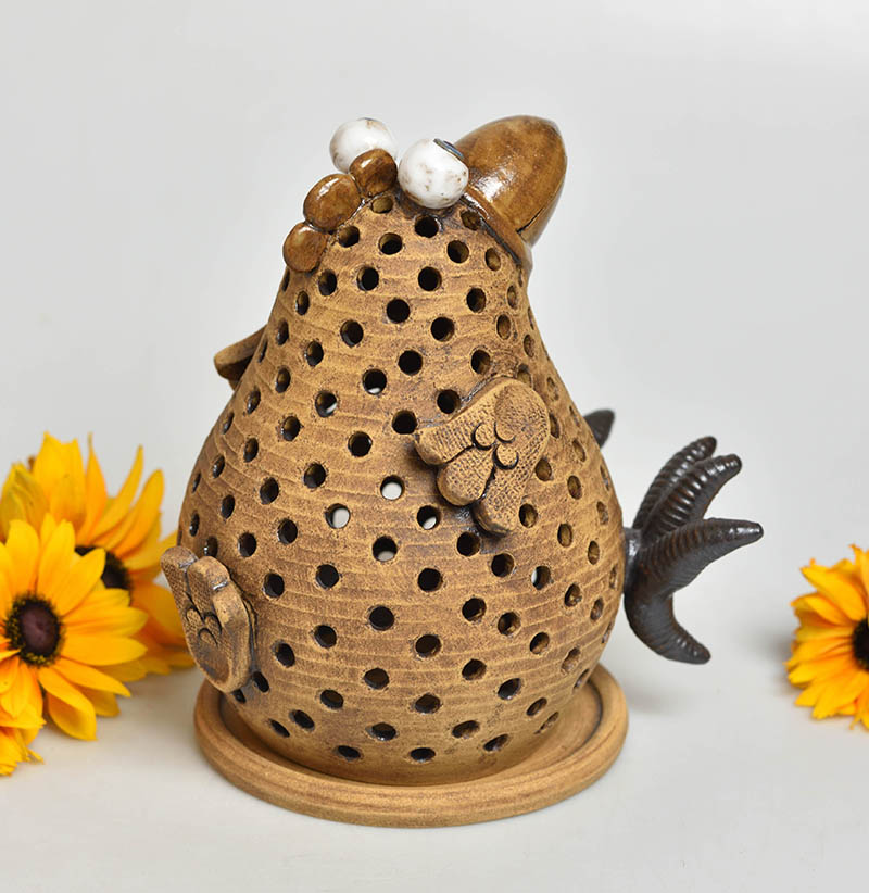 Keramická slepička na svíčku 